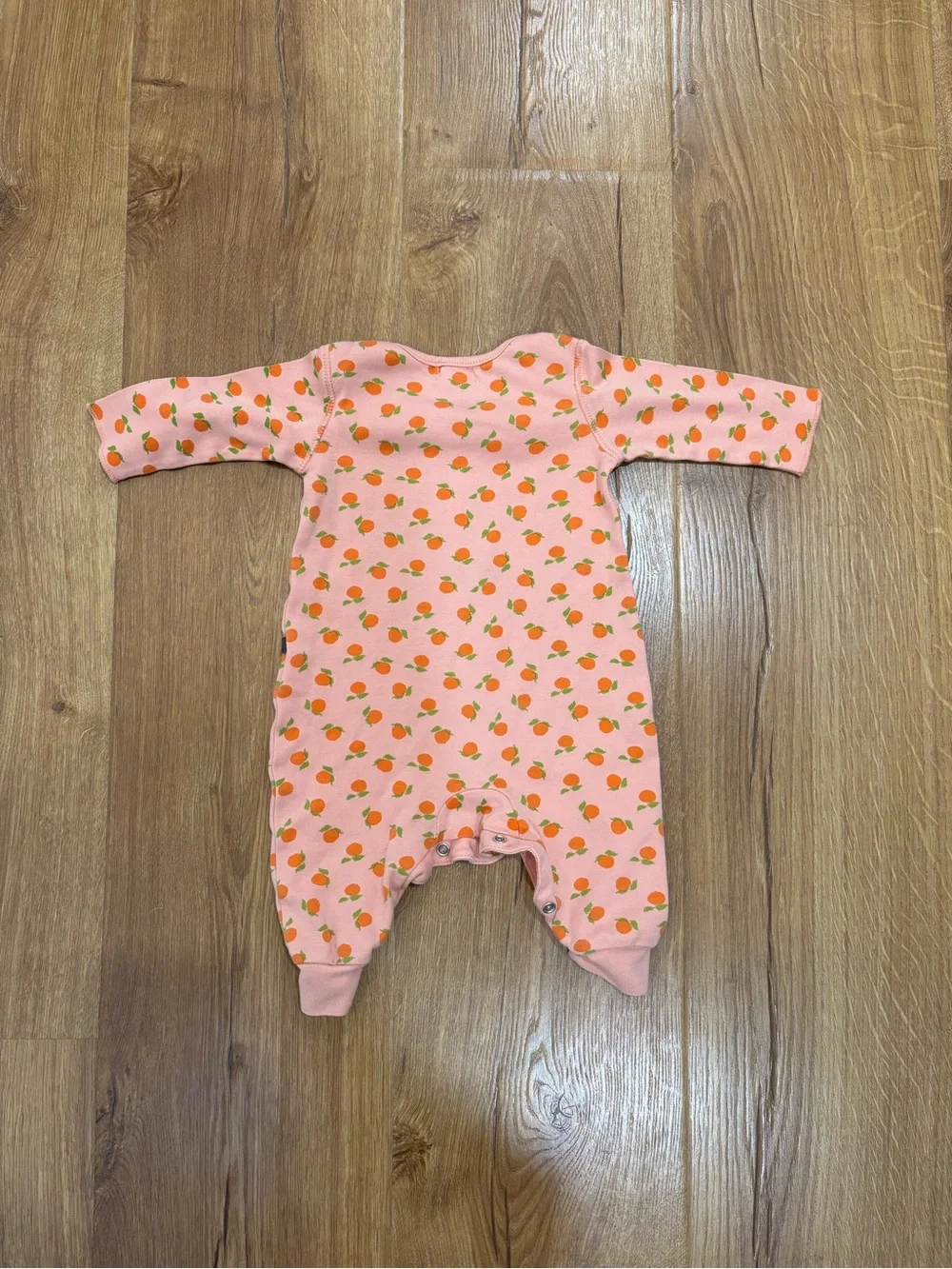 Oeuf Peaches Long Sleeve Snap Onesie Organic